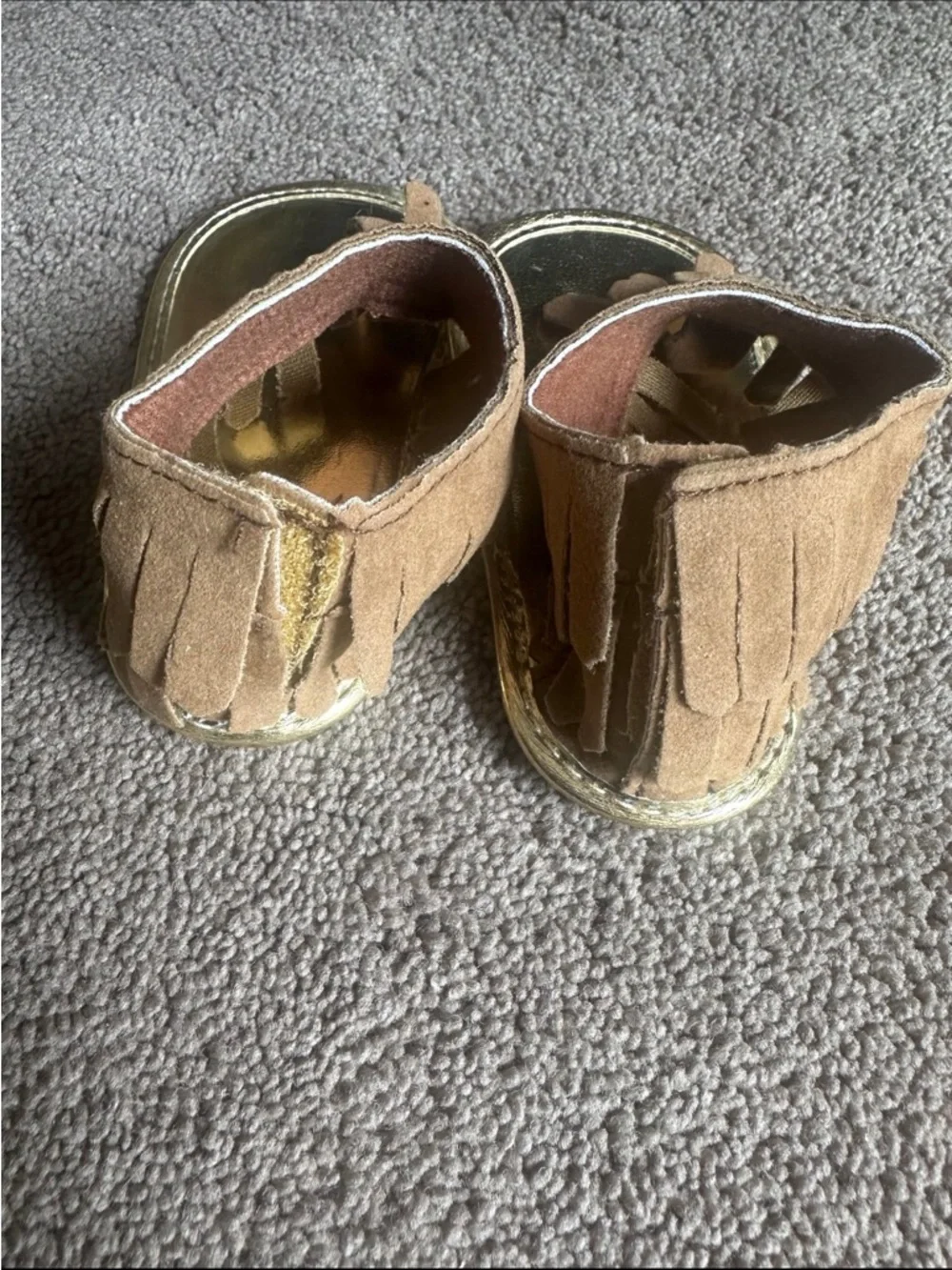 Girls' Fringe Metallic Sandals - Gold